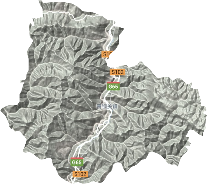 青铜关镇地形地图