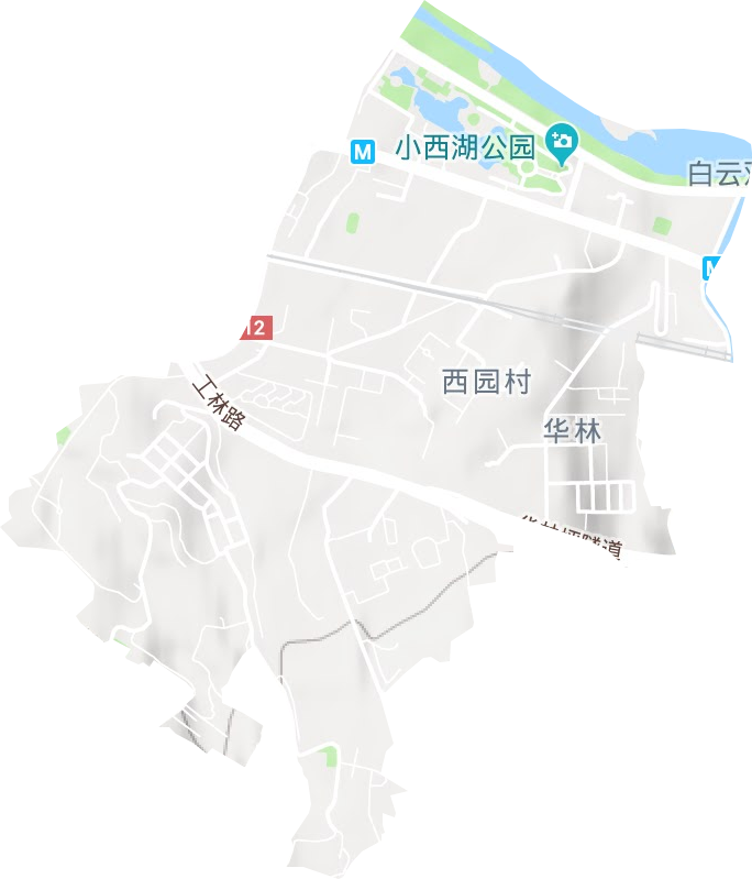 西园街道地形地图