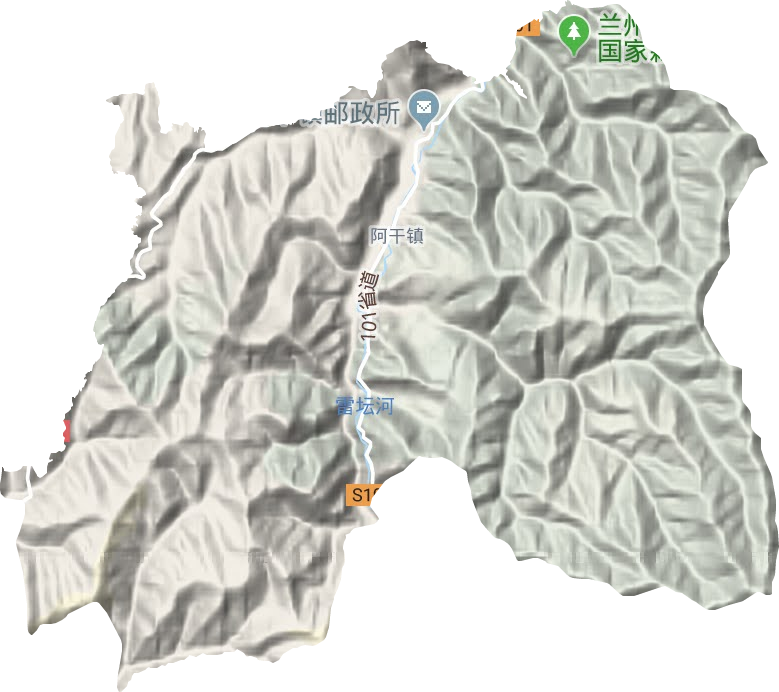 阿干镇地形地图