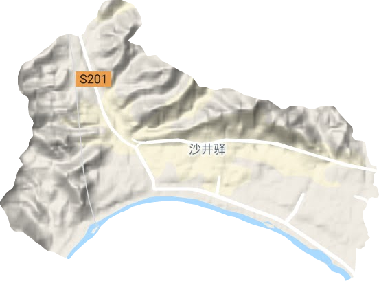 沙井驿街道地形地图