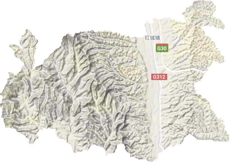 红城镇地形地图