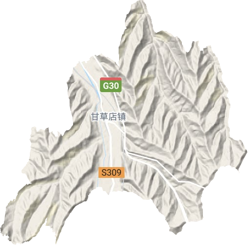 甘草店镇地形地图