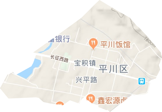 兴平路街道地形地图