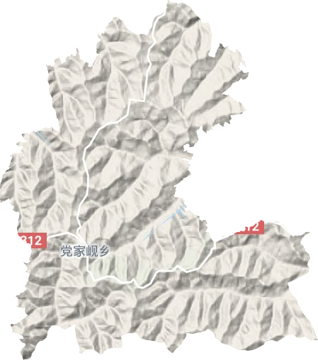 党家岘乡地形地图