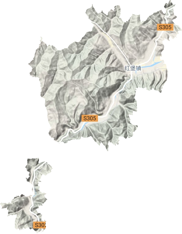 红堡镇地形地图