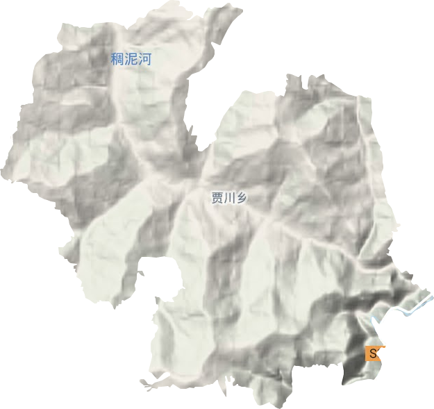 贾川乡地形地图
