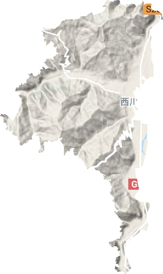 西川镇地形地图