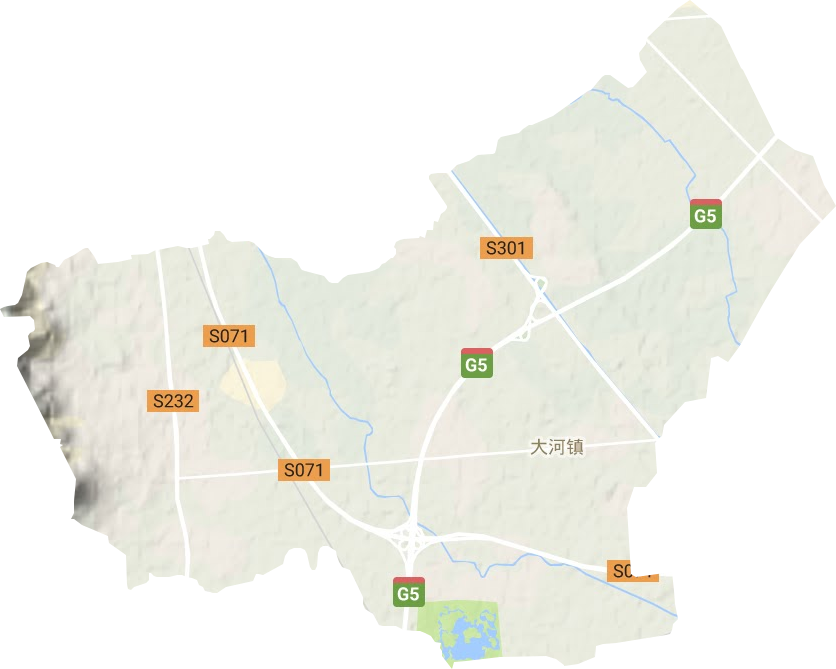 大河镇地形地图