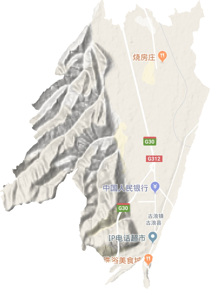 古浪镇地形地图