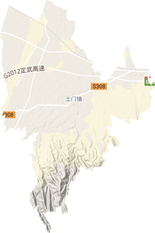 土门镇地形地图