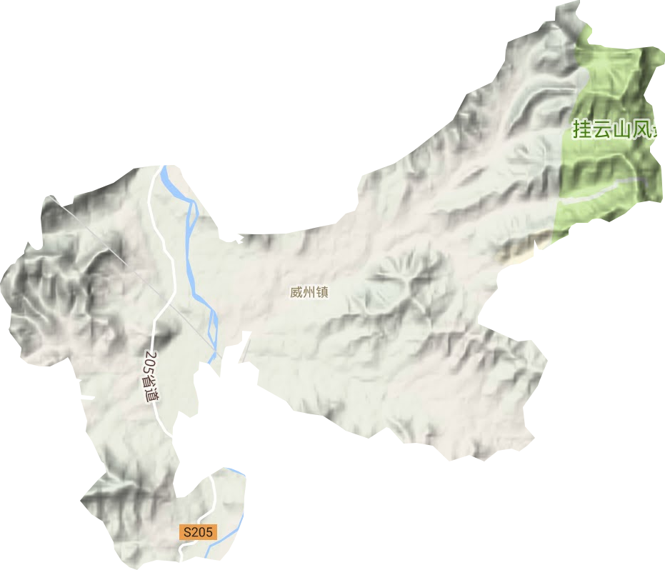 威州镇地形地图