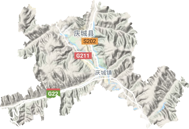 庆城镇地形地图