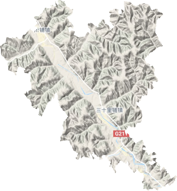 三十里铺镇地形地图