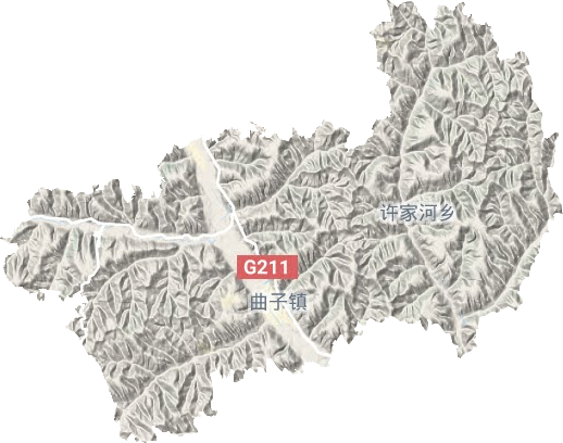 曲子镇地形地图