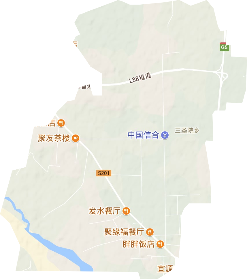 三圣院乡地形地图