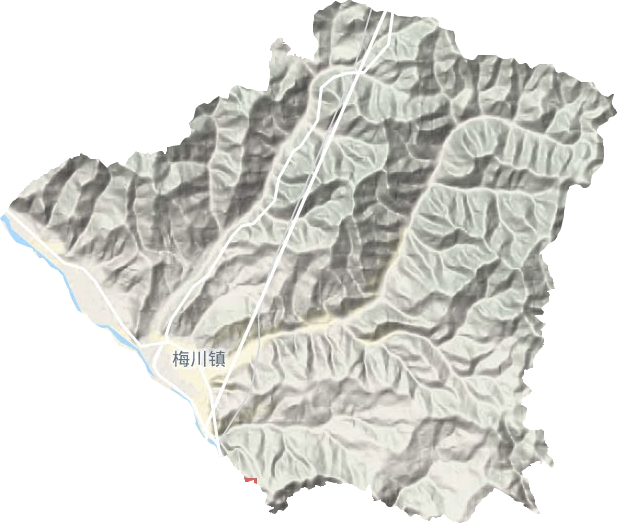 梅川镇地形地图