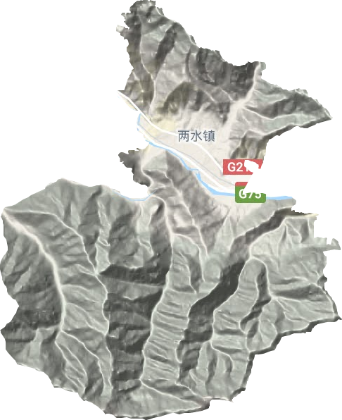 两水镇地形地图