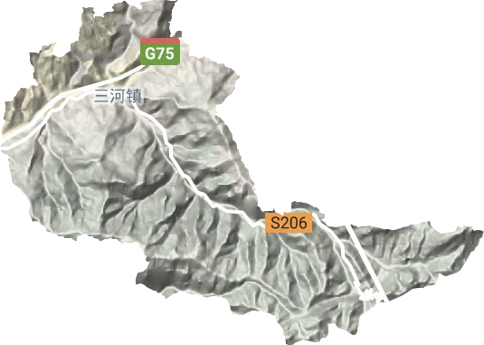 三河镇地形地图