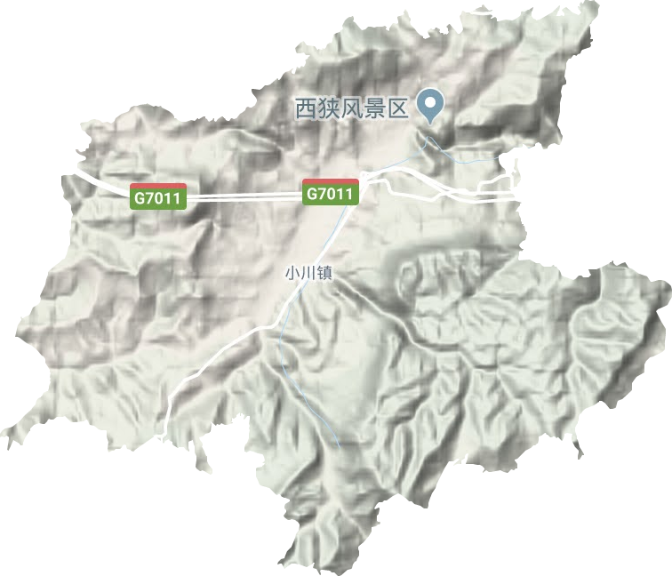 小川镇地形地图