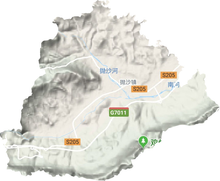 抛沙镇地形地图