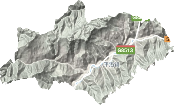 平洛镇地形地图