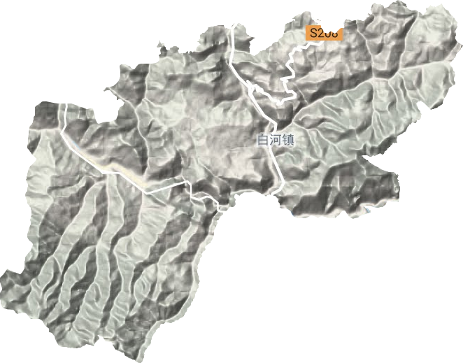 白河镇地形地图