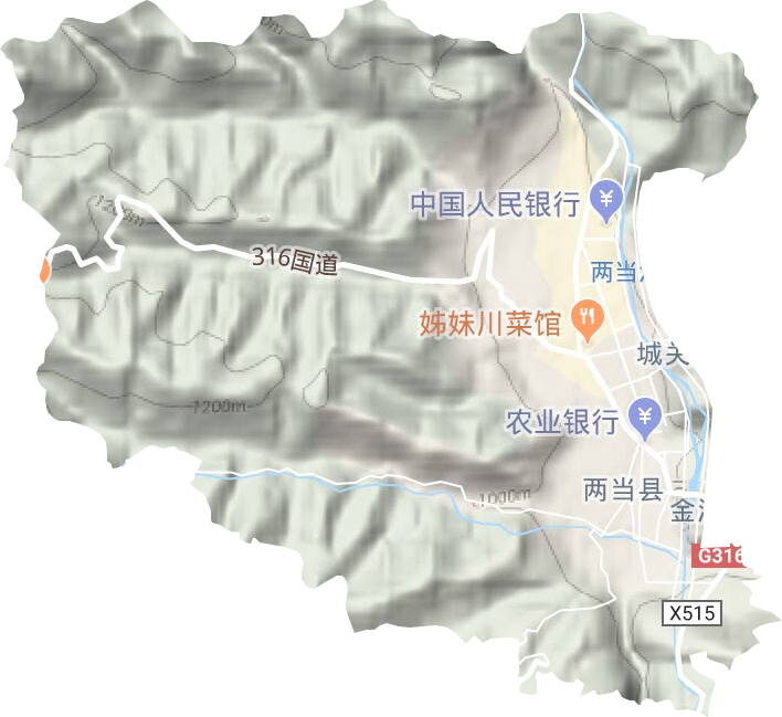 城关镇地形地图