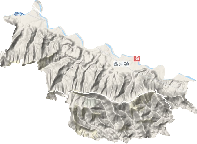 西河镇地形地图