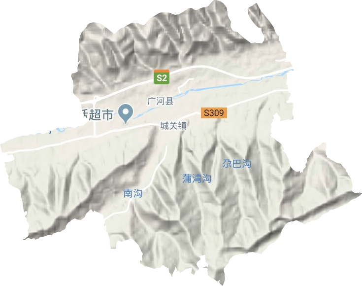 城关镇地形地图