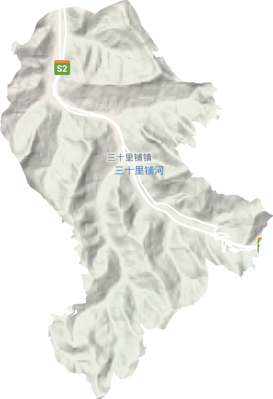 三十里铺镇地形地图