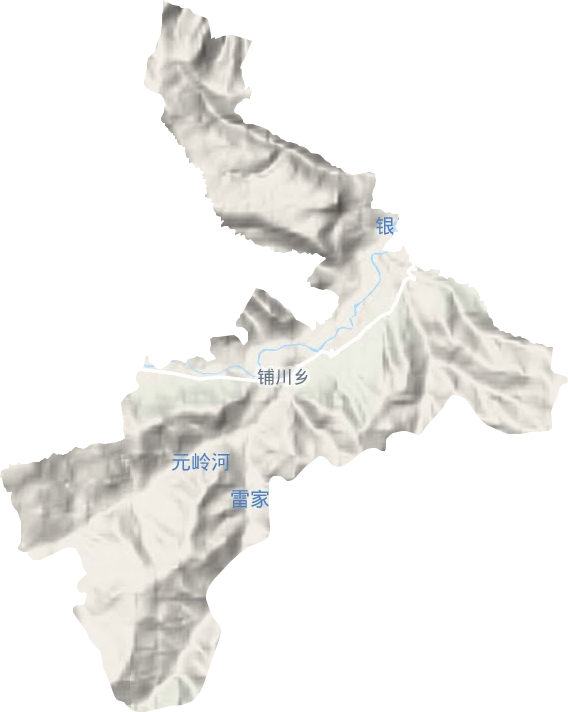 铺川乡地形地图
