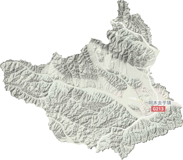 阿木去乎镇地形地图
