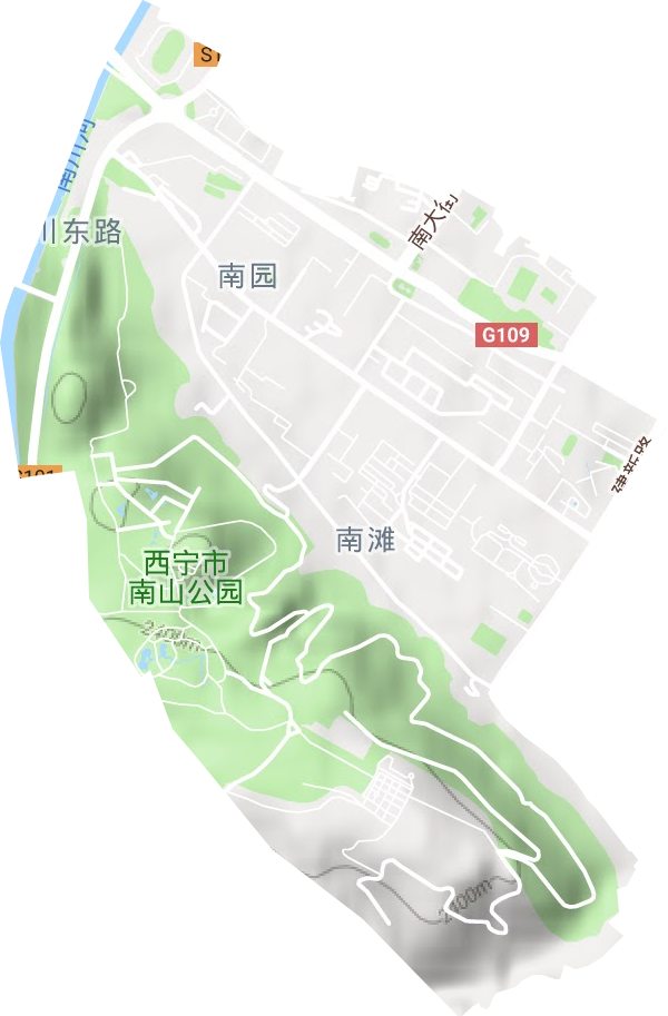 南滩街道地形地图