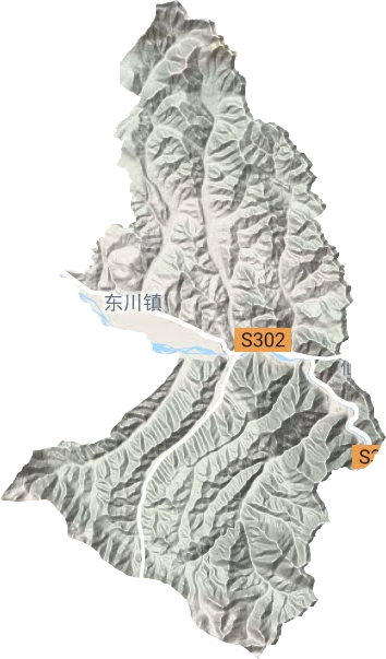 东川镇地形地图