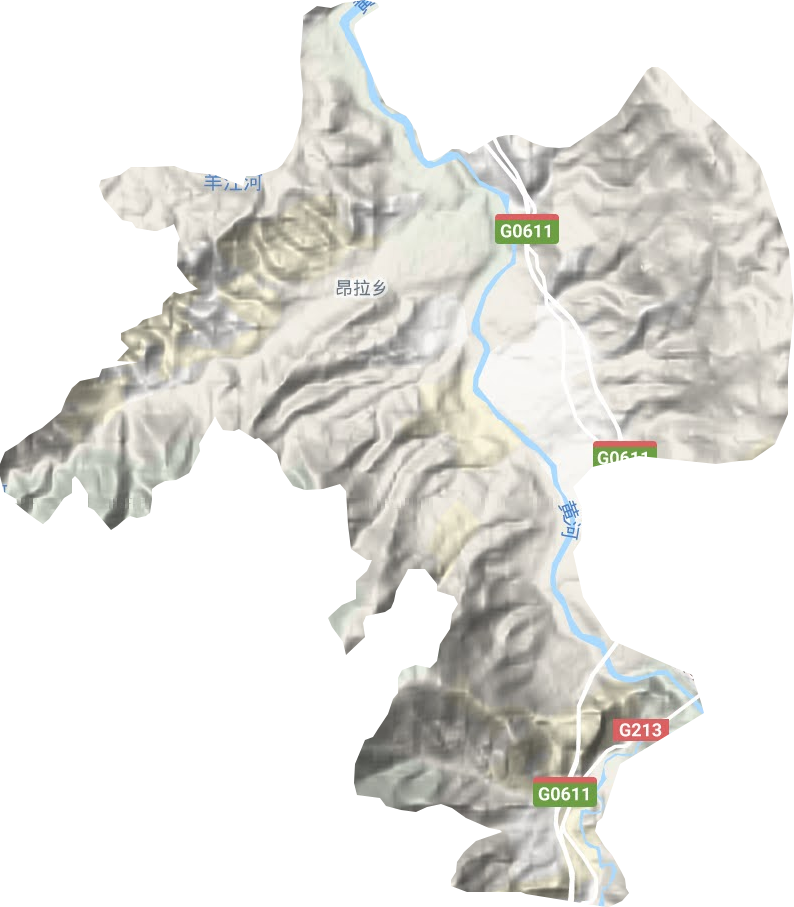 昂拉乡地形地图