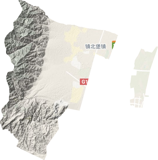 镇北堡镇地形地图