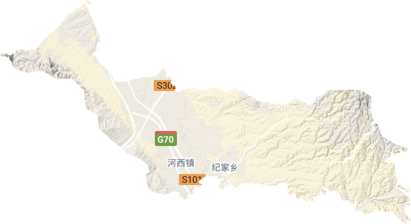 河西镇地形地图