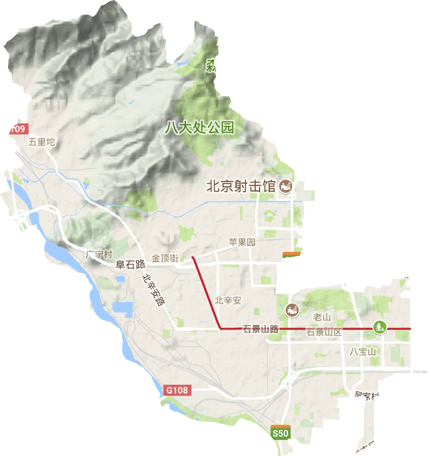 石景山区地形地图