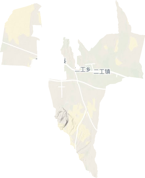 二工镇地形地图