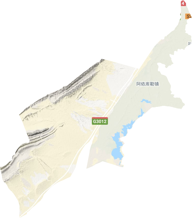 阿依库勒镇地形地图