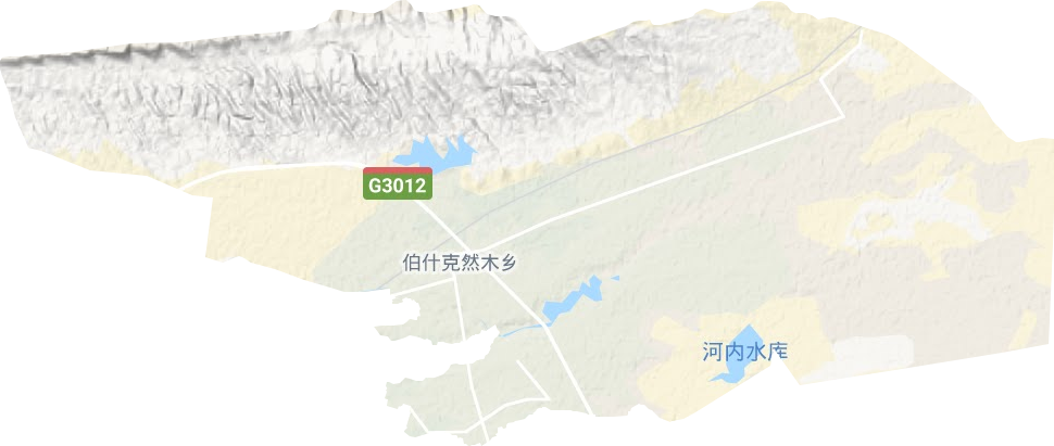 伯什克然木乡地形地图