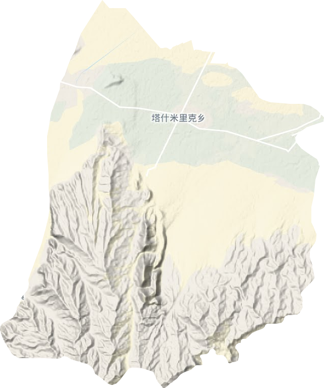 塔什米里克乡地形地图