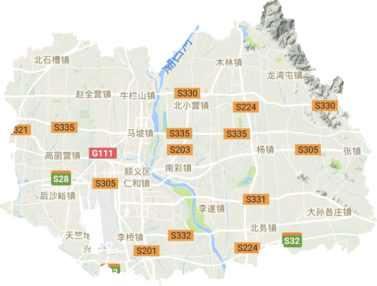顺义区地形地图