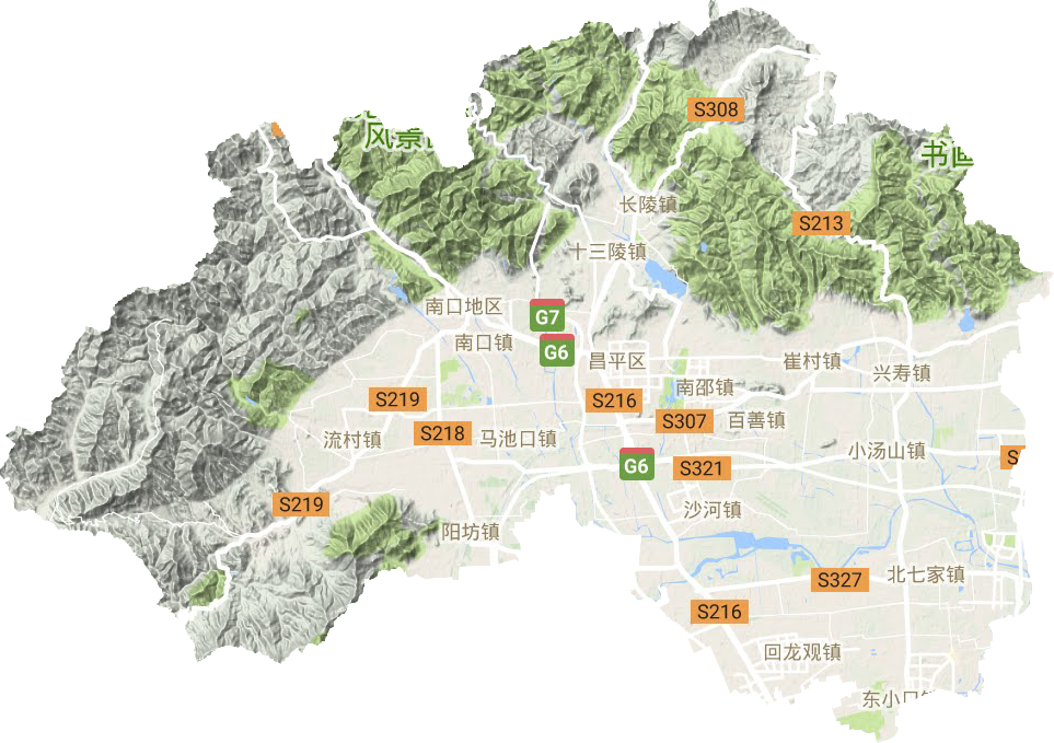 昌平区地形地图