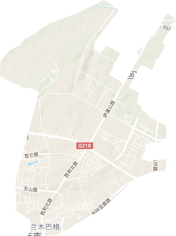 艾兰木巴格街道地形地图