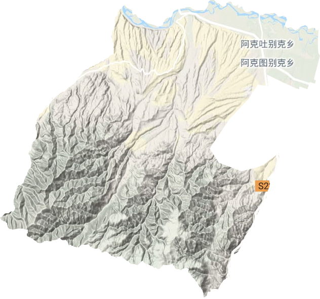 阿克吐别克镇地形地图