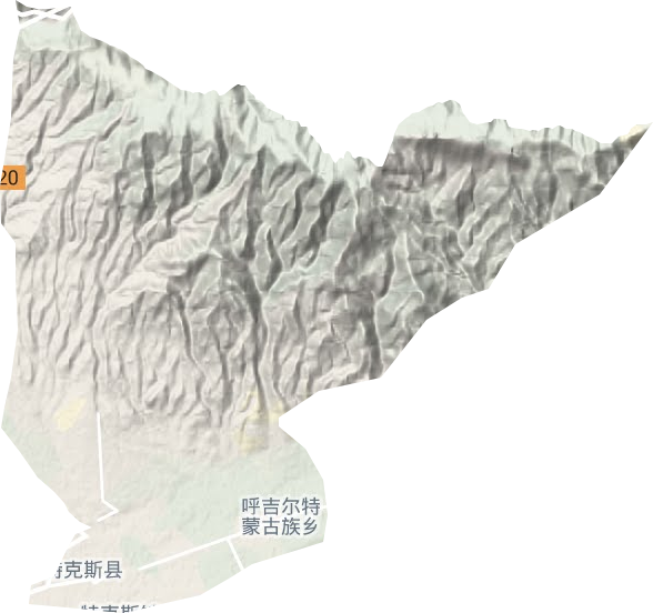 特克斯镇地形地图