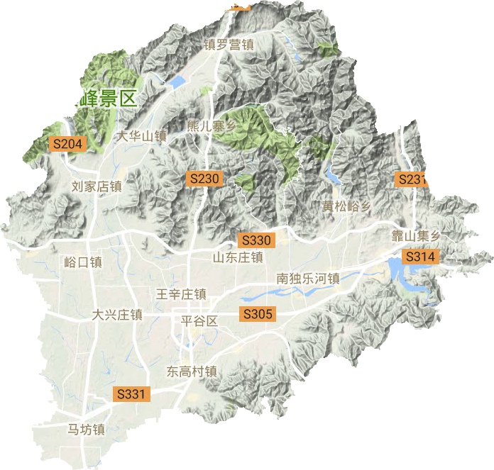 平谷区地形地图