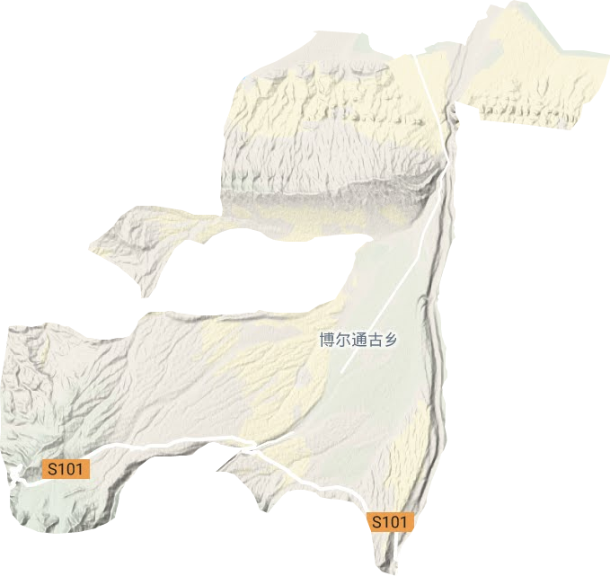 博尔通古乡地形地图