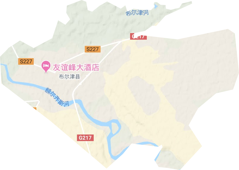 布尔津镇地形地图